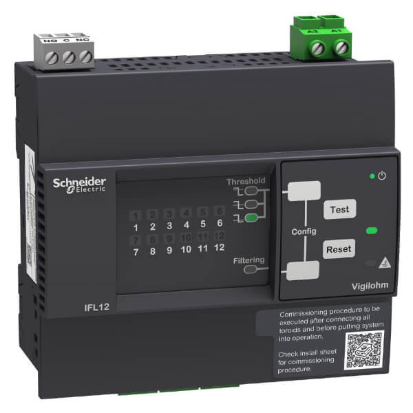 Реле контроля изоляции Schneider Electric IMDIFL12LMC, DC 0...480 В; АС 0...830 В, 0.2...200 Ом
